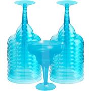 Caribbean Blue Plastic Margarita Glasses 20ct