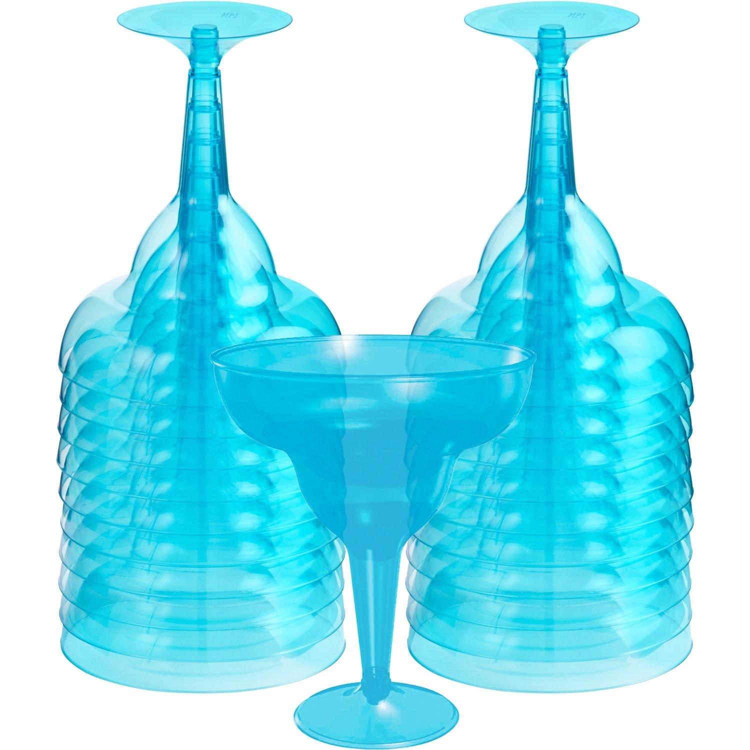 25oz Jumbo Plastic Martini Glass Caribbean Blue