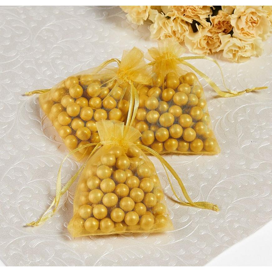 50x Gold Organza Bags Wedding Baby Shower Favour Bag Commercial Soap Candle Gift 