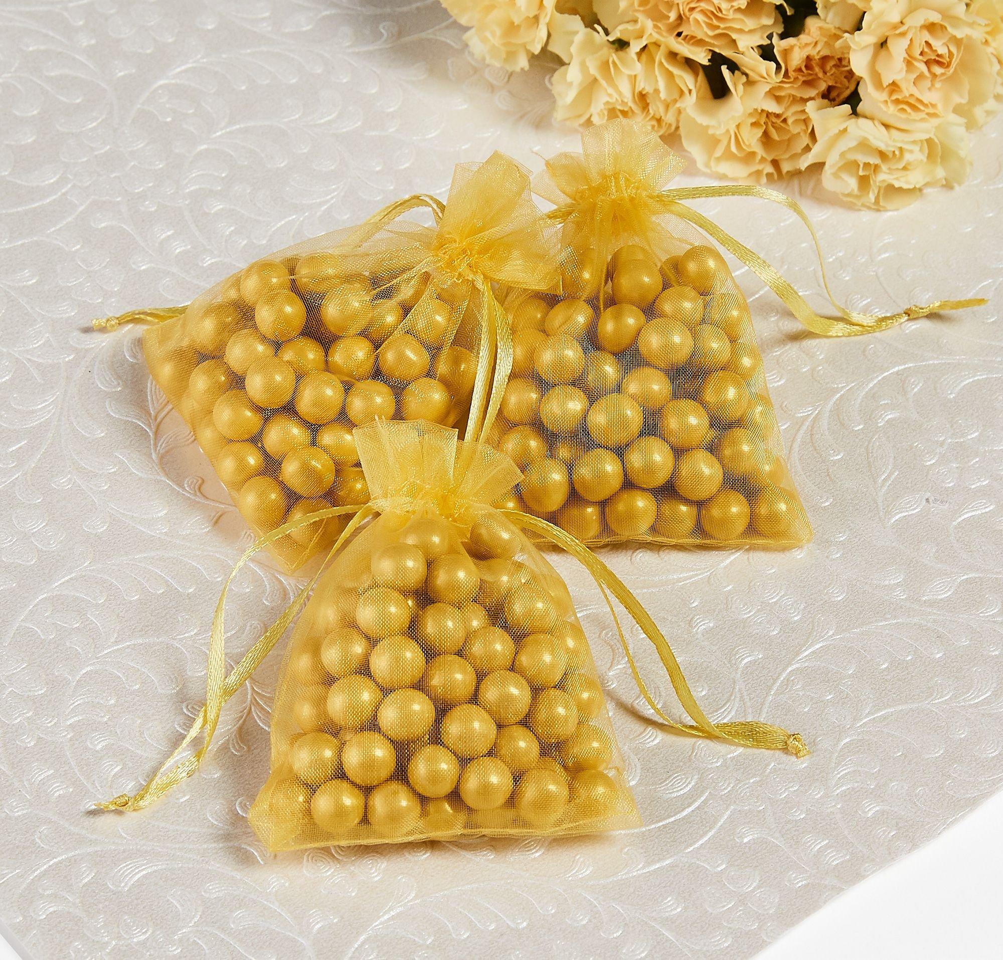 Red beads bag with golden combination - handmade wedding ceremony