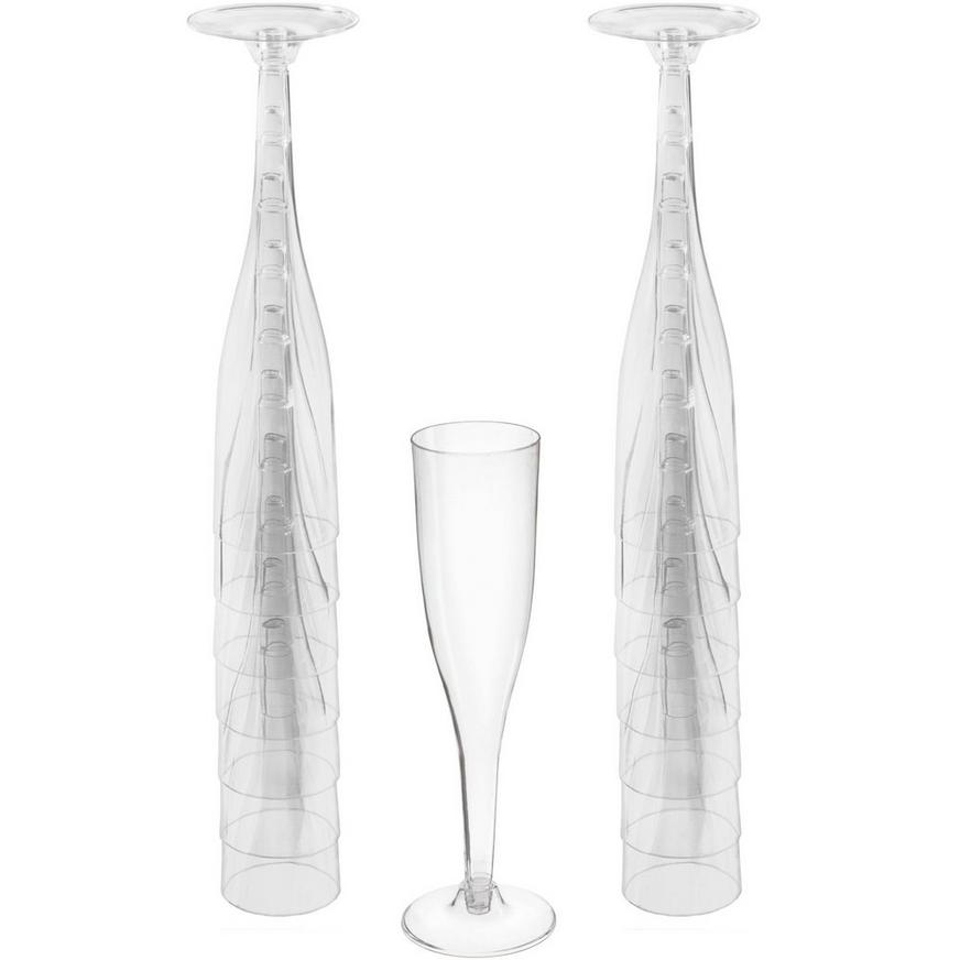 CLEAR Plastic Champagne Flutes, 5.5oz, 20ct