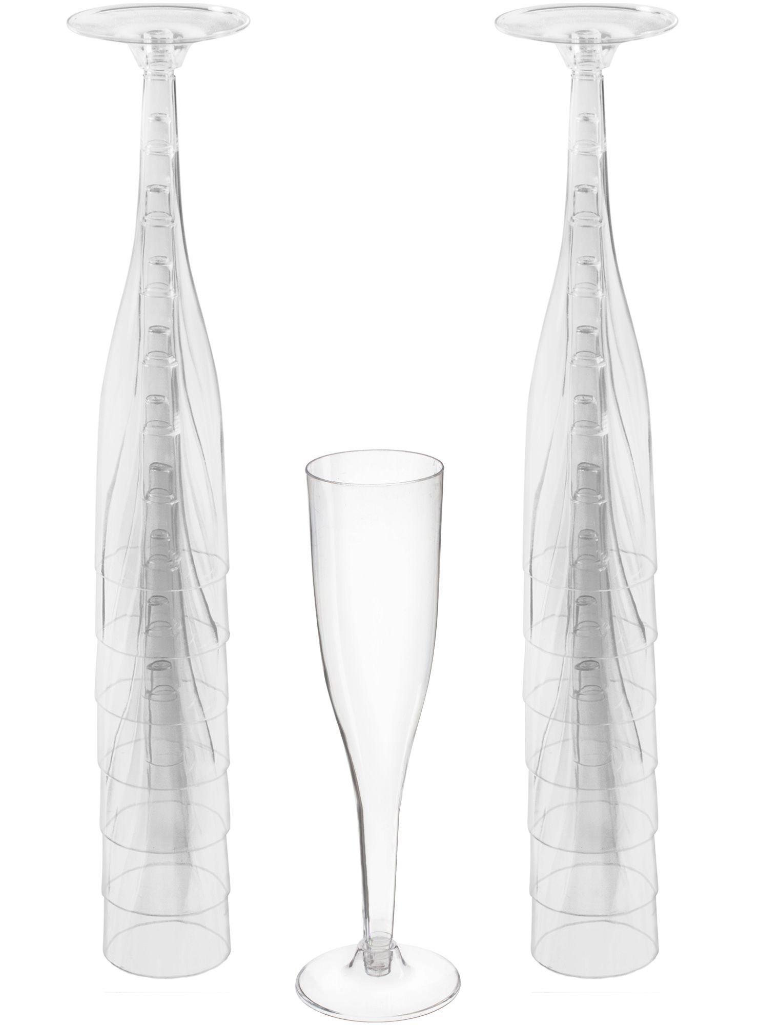 Amscan Plastic Champagne Flutes, 5.5 oz, Clear