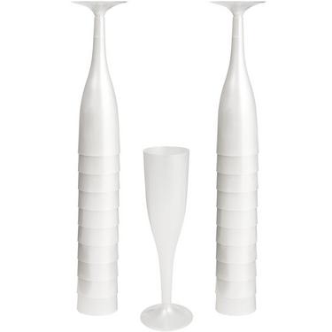 White Plastic Champagne Flutes, 5.5oz, 20ct
