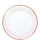 White Rose Gold Trimmed Premium Plastic Lunch Plates 20ct