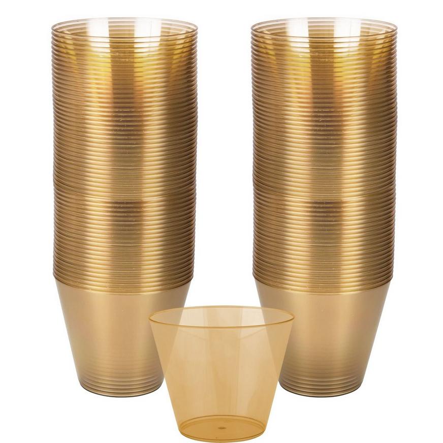 Gold Plastic Cups, 9oz, 72ct