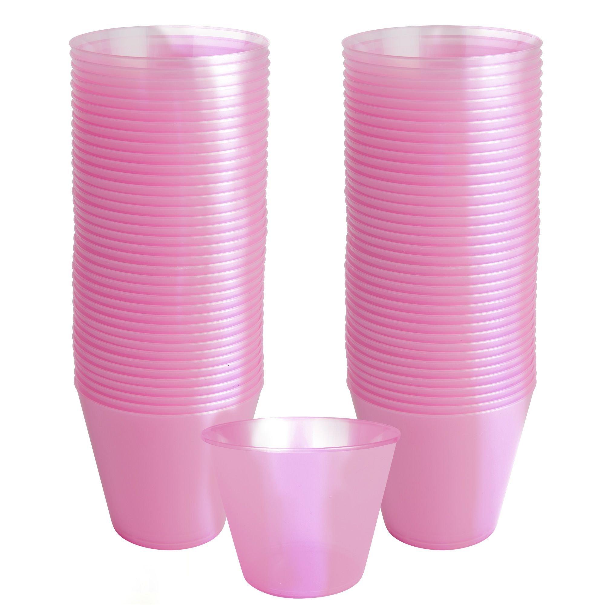 Jam Paper Plastic Glasses Party Pack - 9 oz Tumblers - Fuchsia Hot Pink - 72 Hard Plastic Cups/Pack