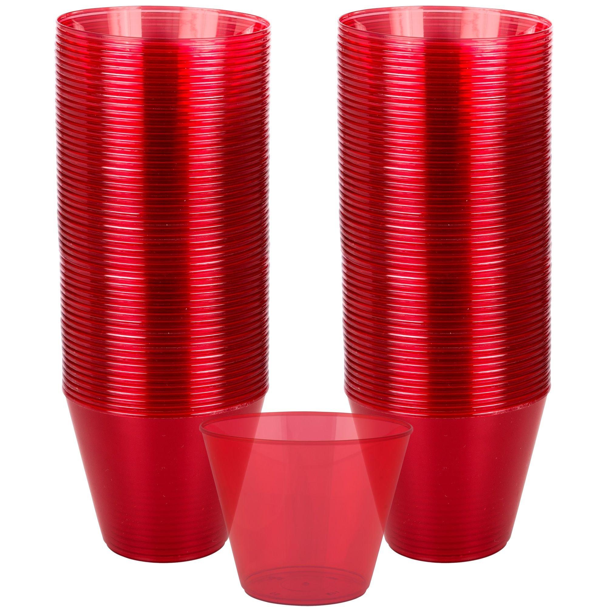 Disposable Party Plastic Cups 9 oz. Red Drinking Cups