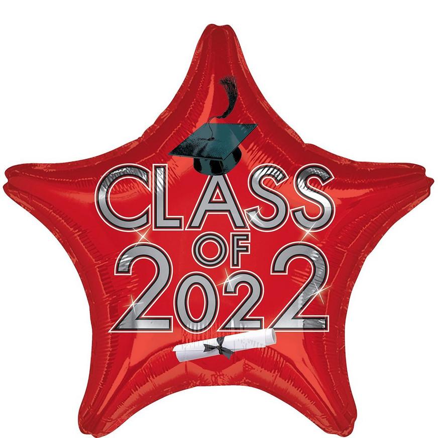 Red Class of 2022 Grad Star Balloon, 19in