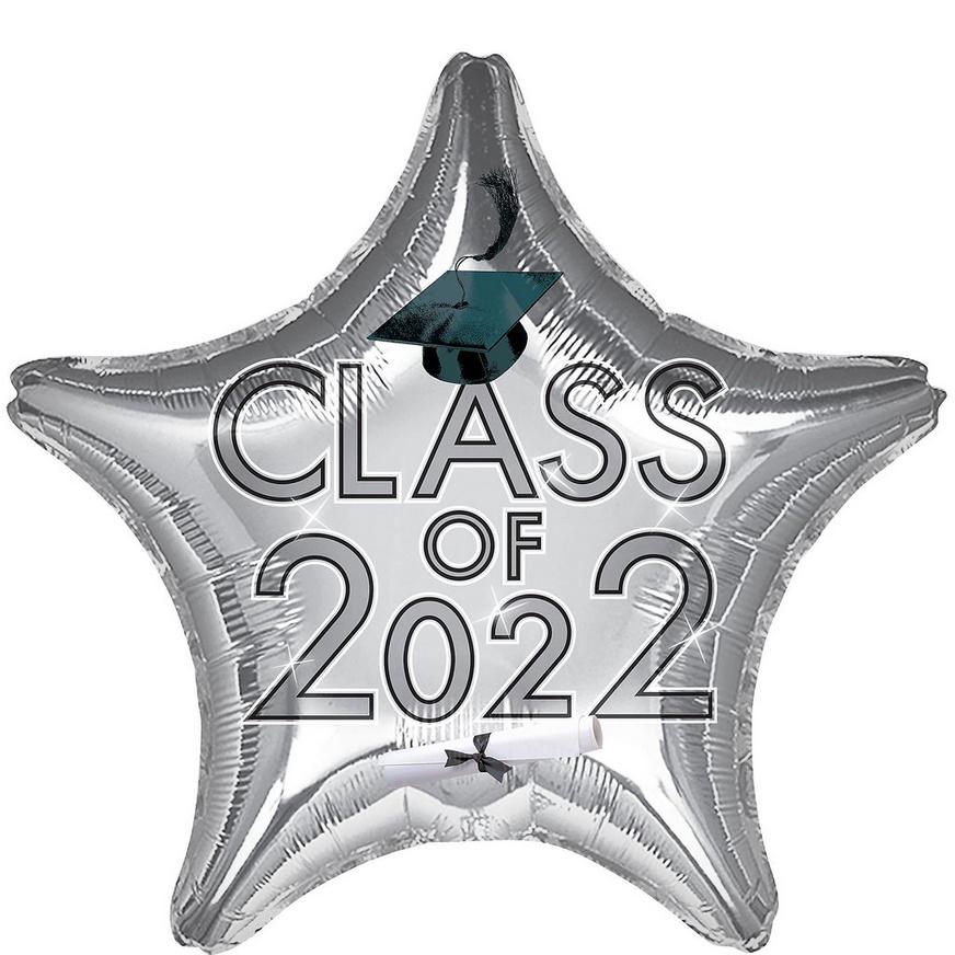 Silver Class of 2022 Grad Star Balloon 19in