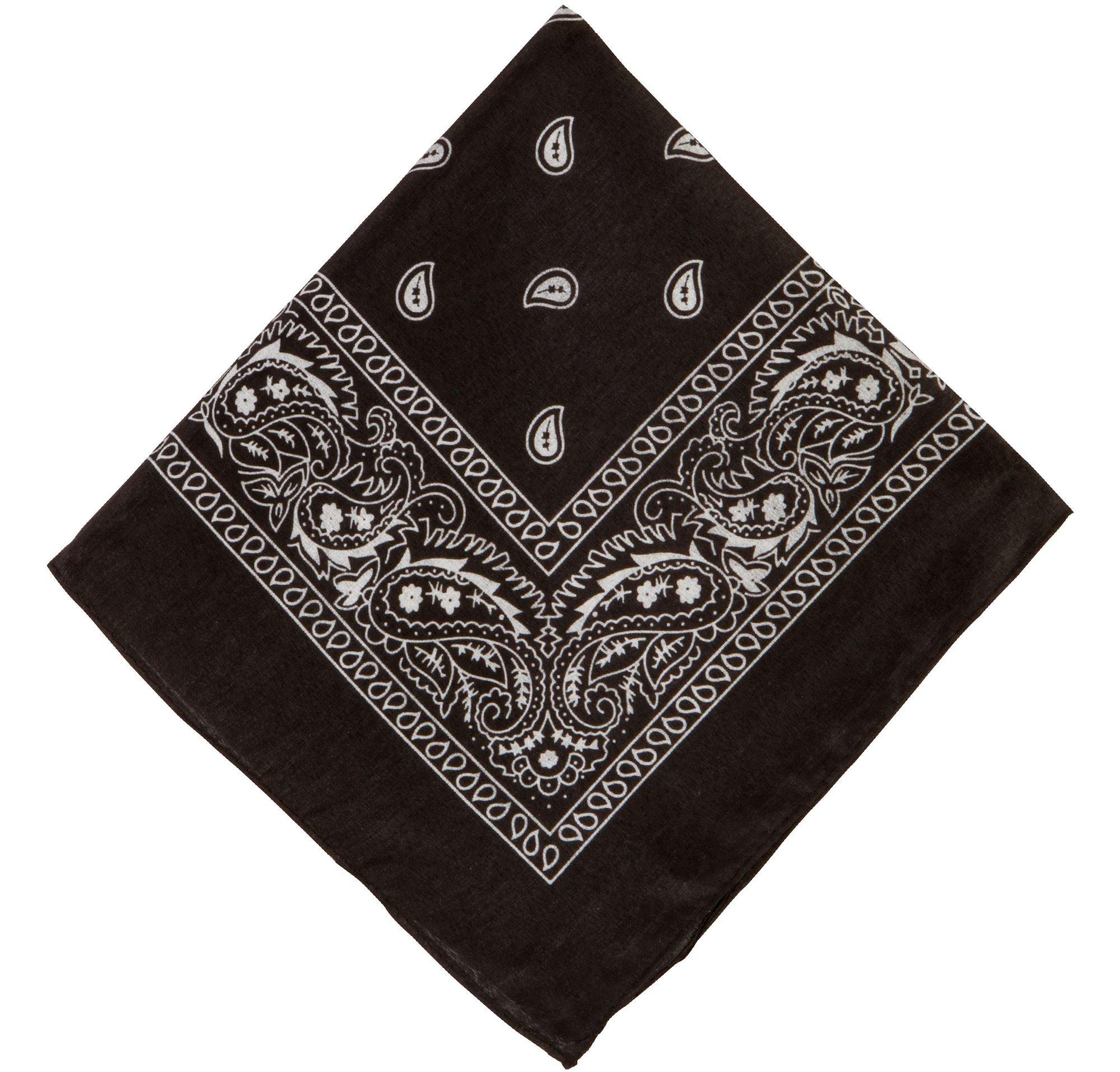 Black Paisley Bandanas - Case - 50 Dozen 18x18