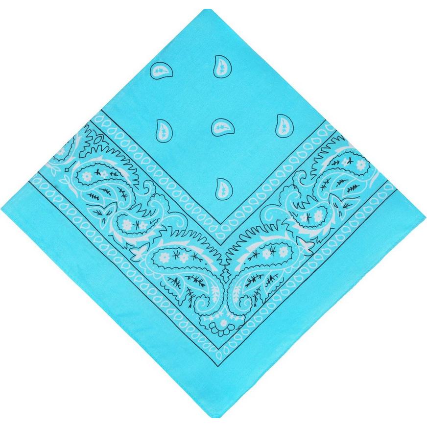 Turquoise Paisley Bandana, 20in x 20in | Party City