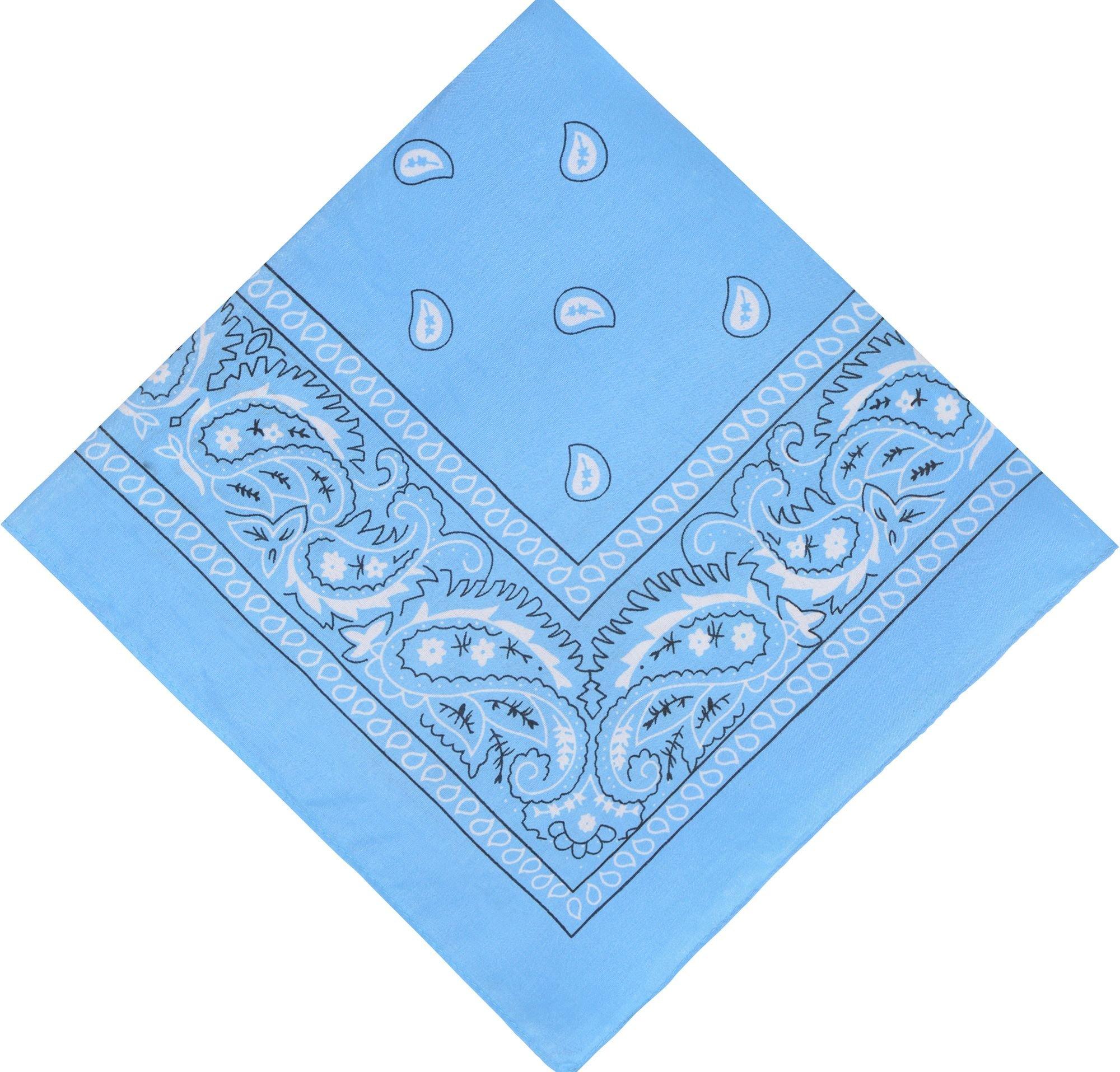 Light Blue Paisley Bandana, 20in x 20in