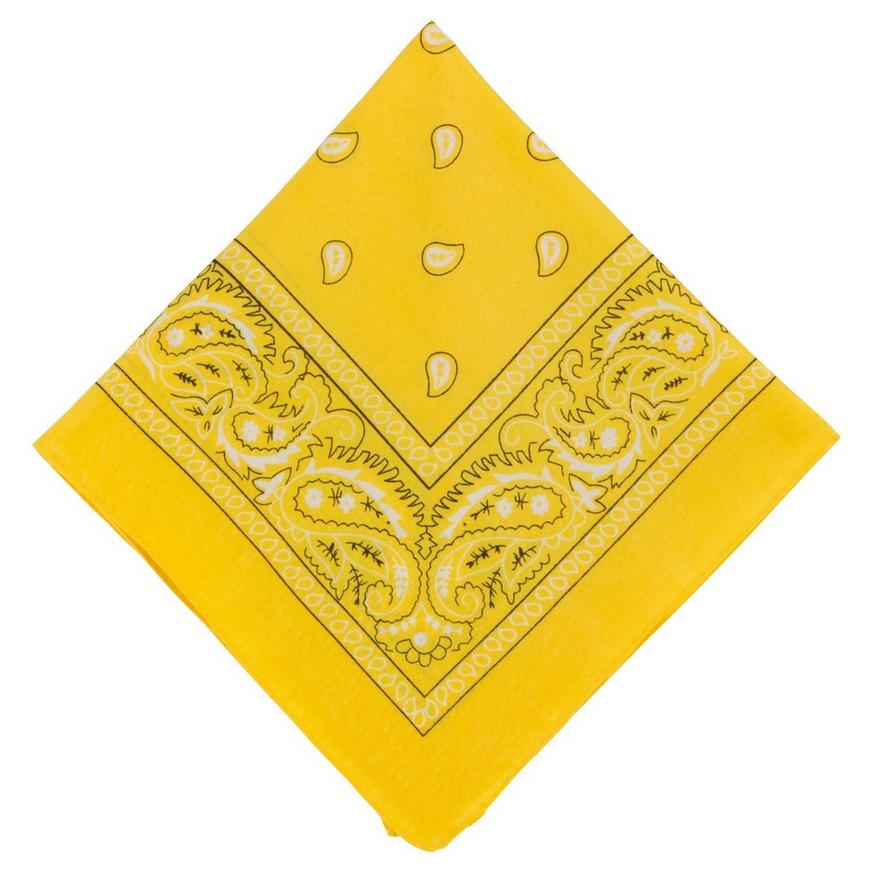 Yellow Paisley Bandana, 20in x 20in | Party City