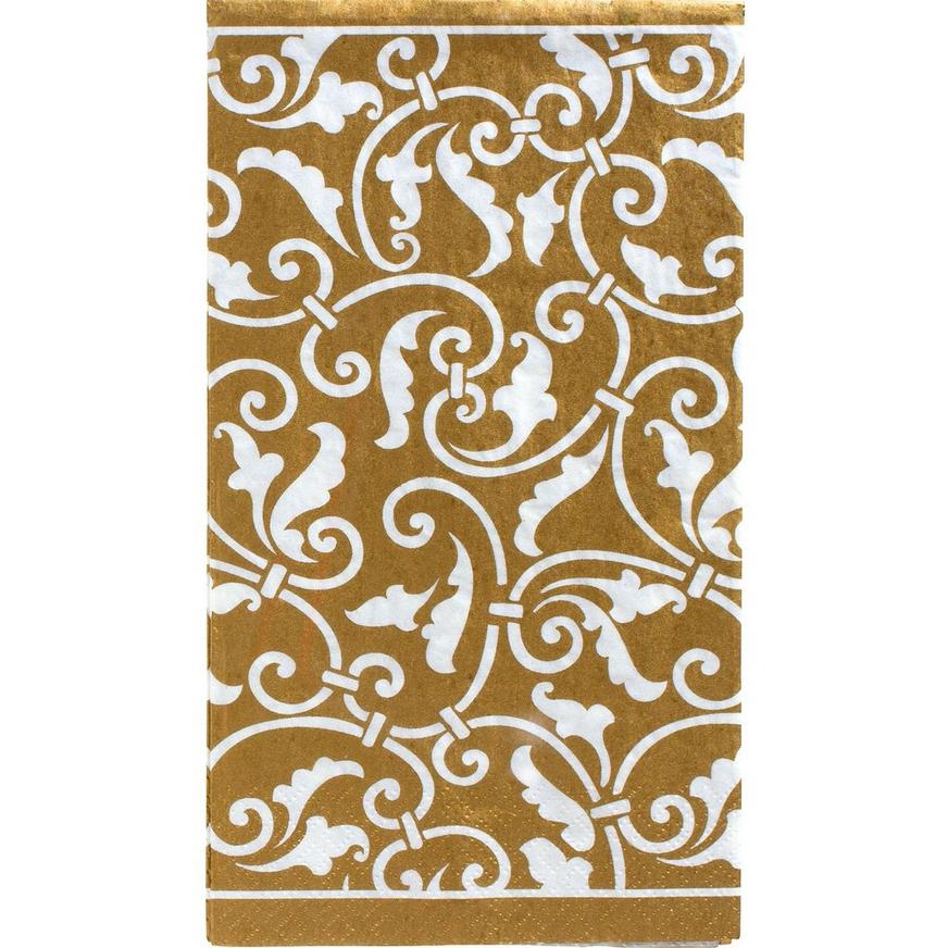 Gold Ornamental Scroll Guest Towels 16ct