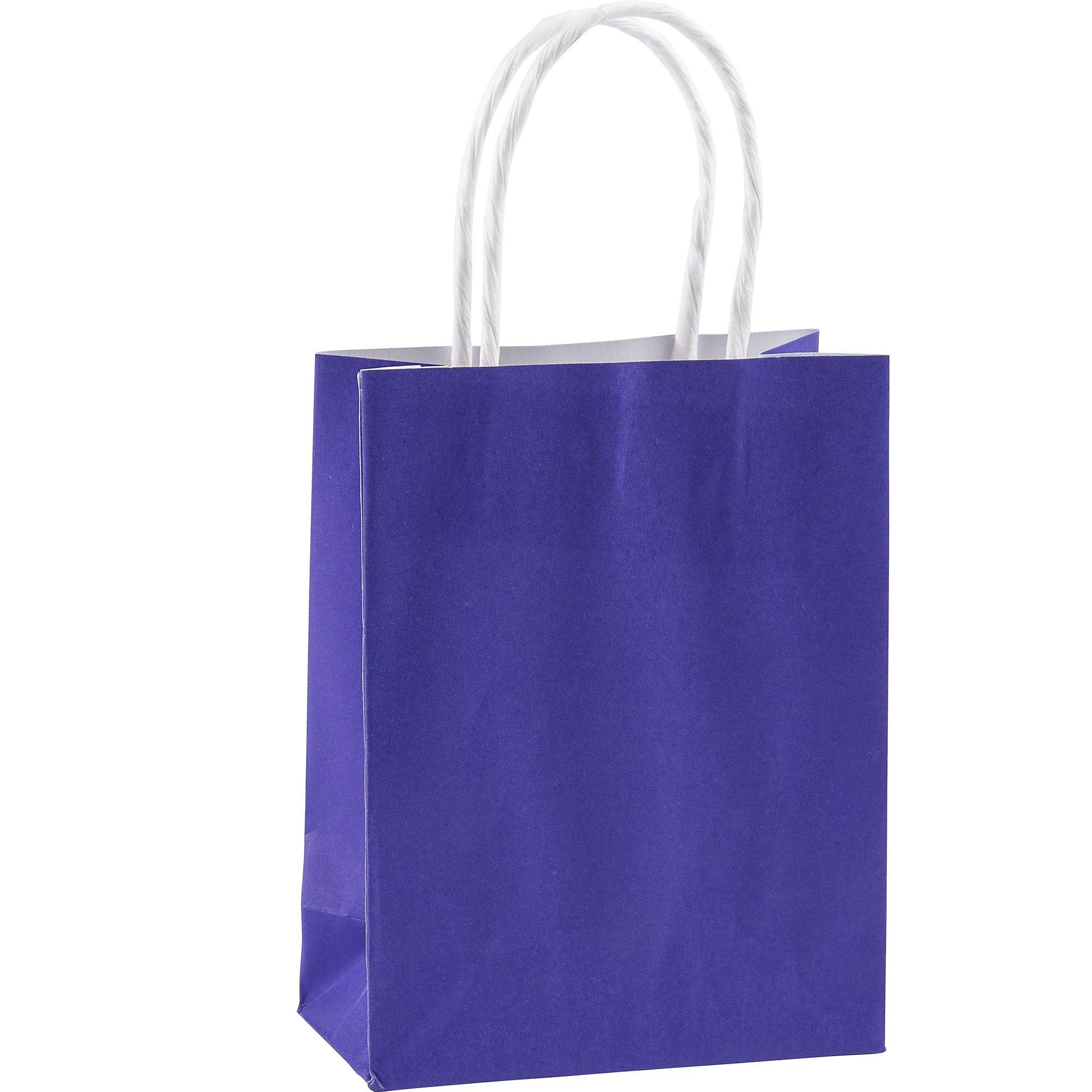 Purple Q Crafts Colorful Kraft Paper Bags with Handles for Party Favors and Goodie Bags, 6 Colors 24-Pack, Size: 6”x3”x8”, Multicolor