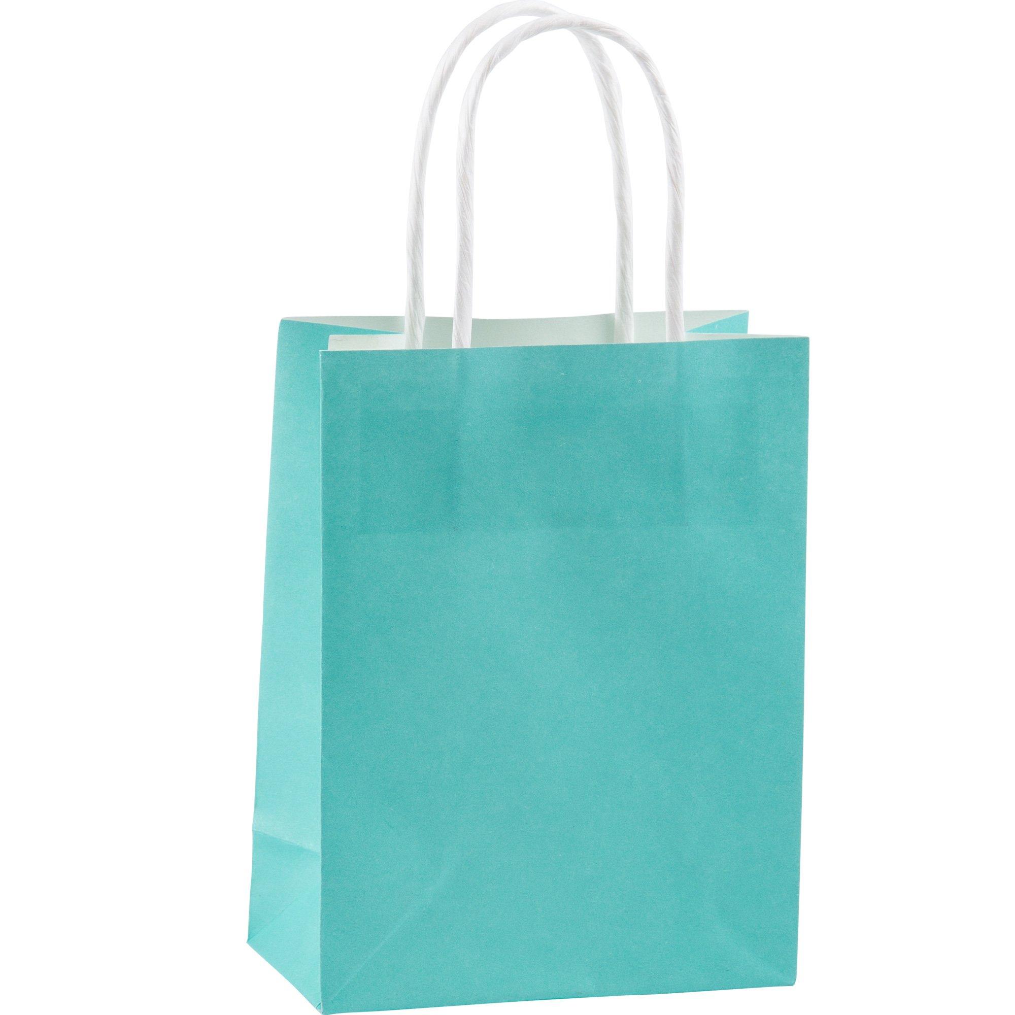 Robin's Egg blue paper bags with handles, Kraft, Personalized