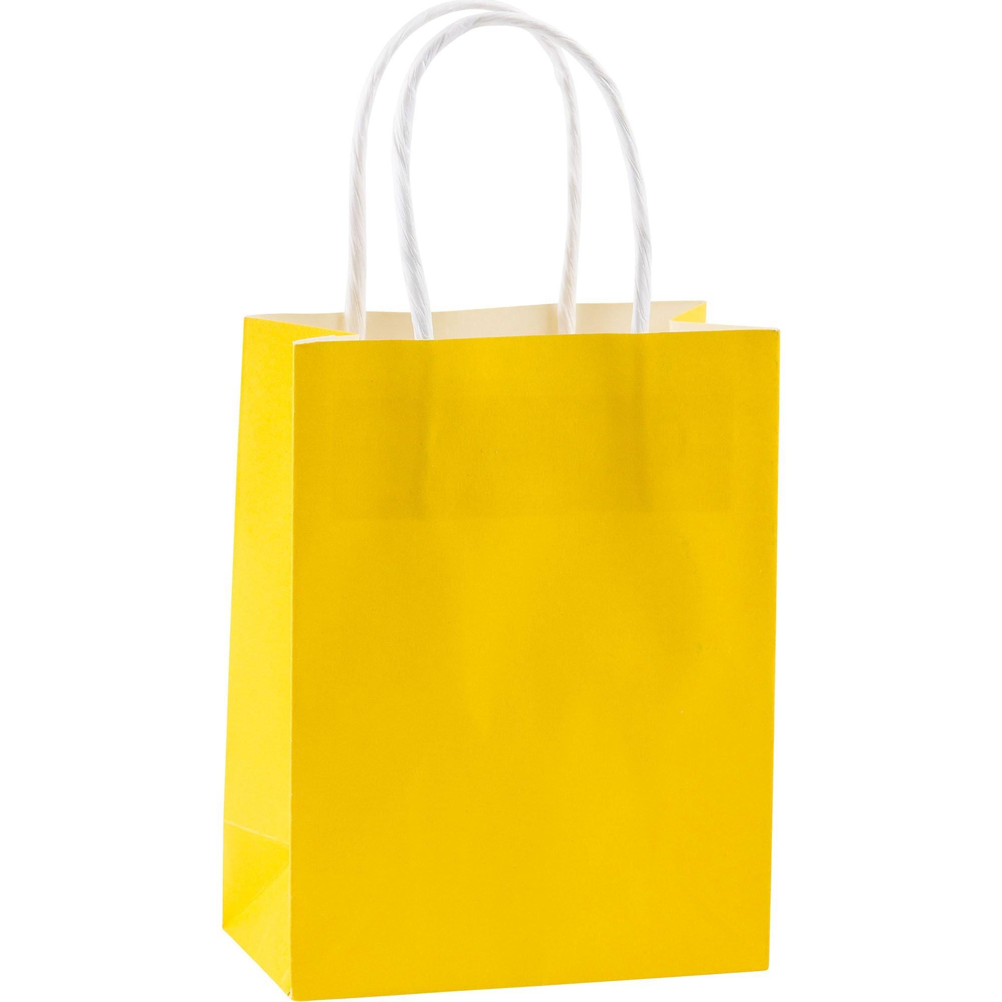 Jam Paper Medium Die Cut Yellow Gift Bags, 12 x 12 x 4, 1/Pack