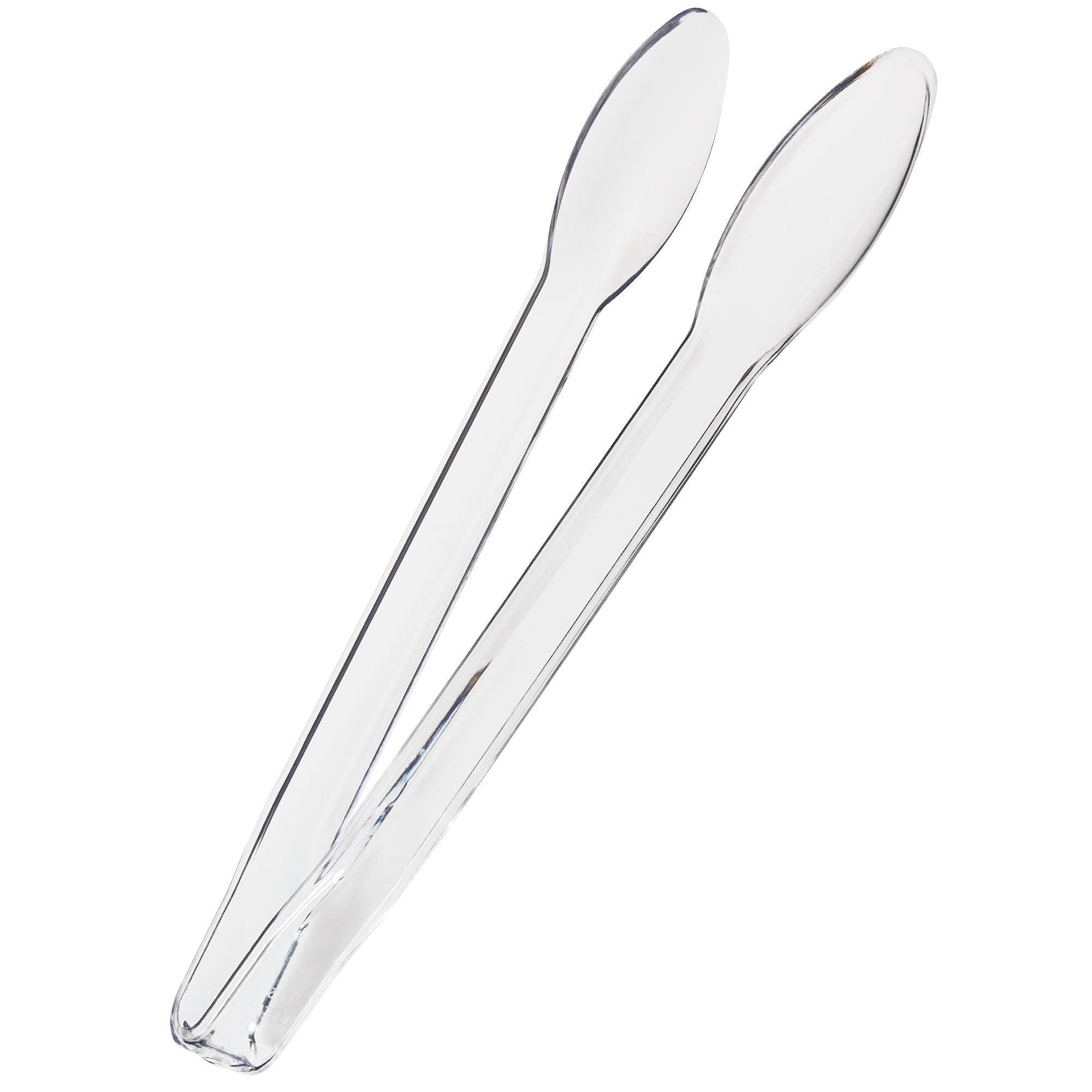EcoQuality Disposable Clear Plastic Buffet Serving Tongs 7 inch, Serving Utensil Tongs, Appetizer Tongs, Heavy Duty Clear Kitchen Tongs, Small Ice Tongs