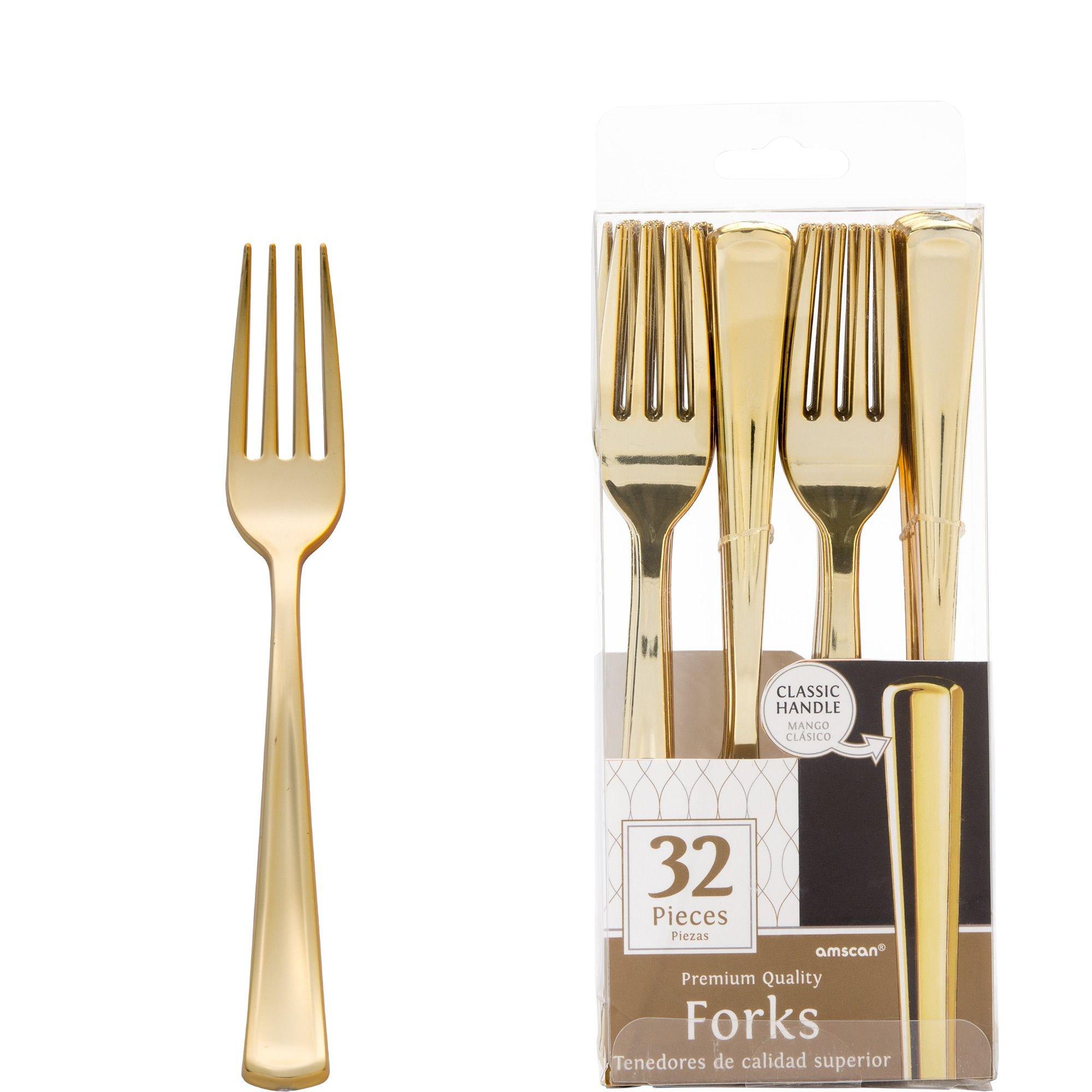 Gold Premium Plastic Forks 32ct Party City