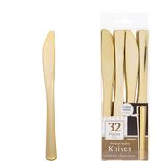 Gold Premium Plastic Knives 32ct