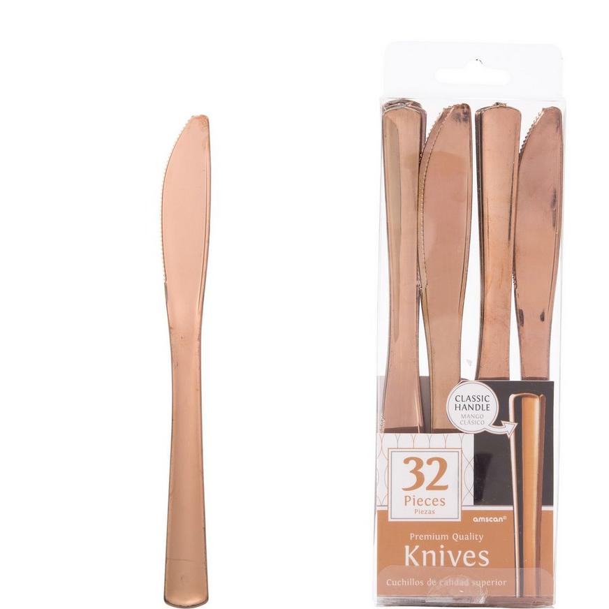 Rose Gold Premium Plastic Knives 32ct
