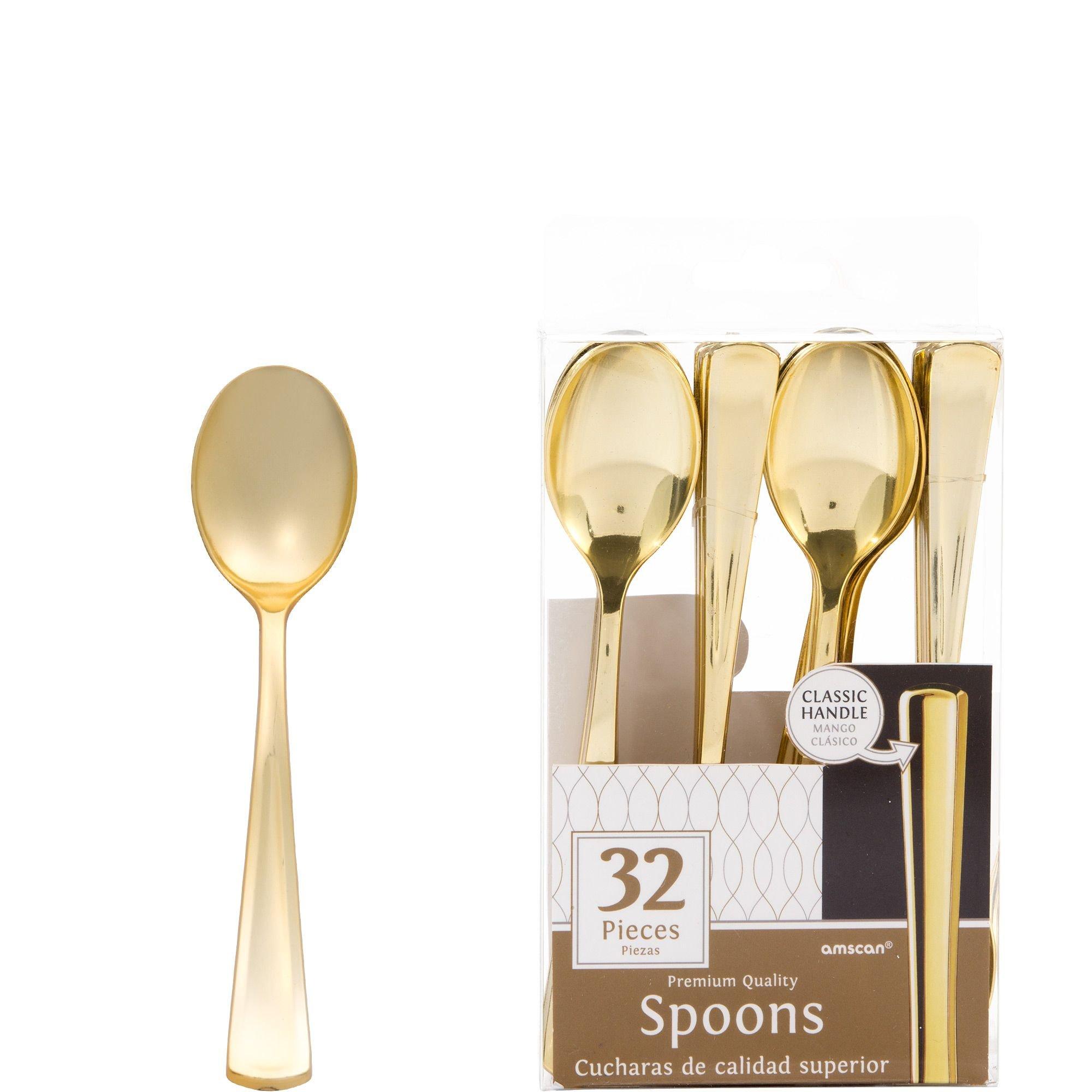 Gold Premium Plastic Spoons 32ct Party City