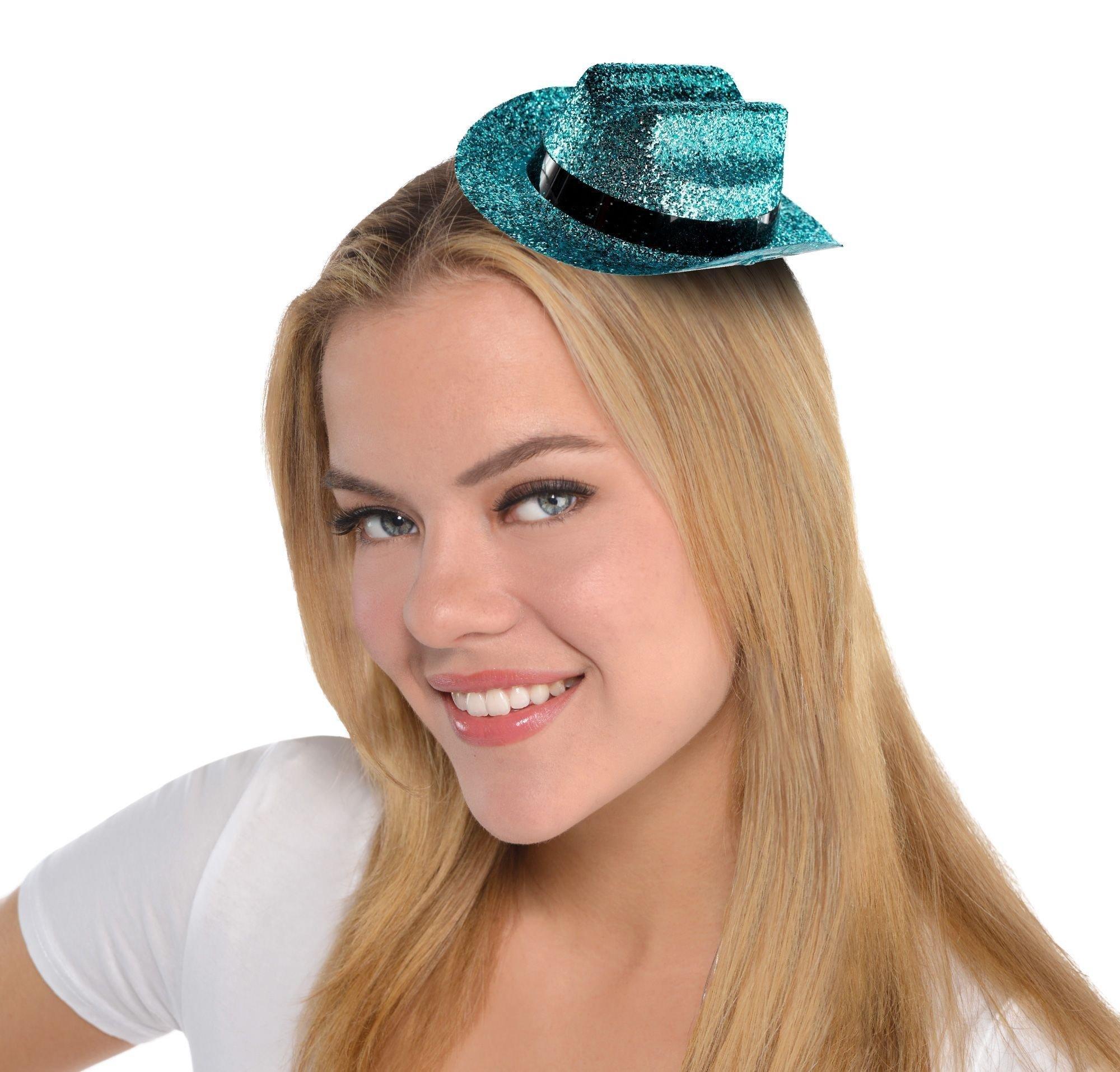 Turquoise Glitter Mini Cowboy Hat