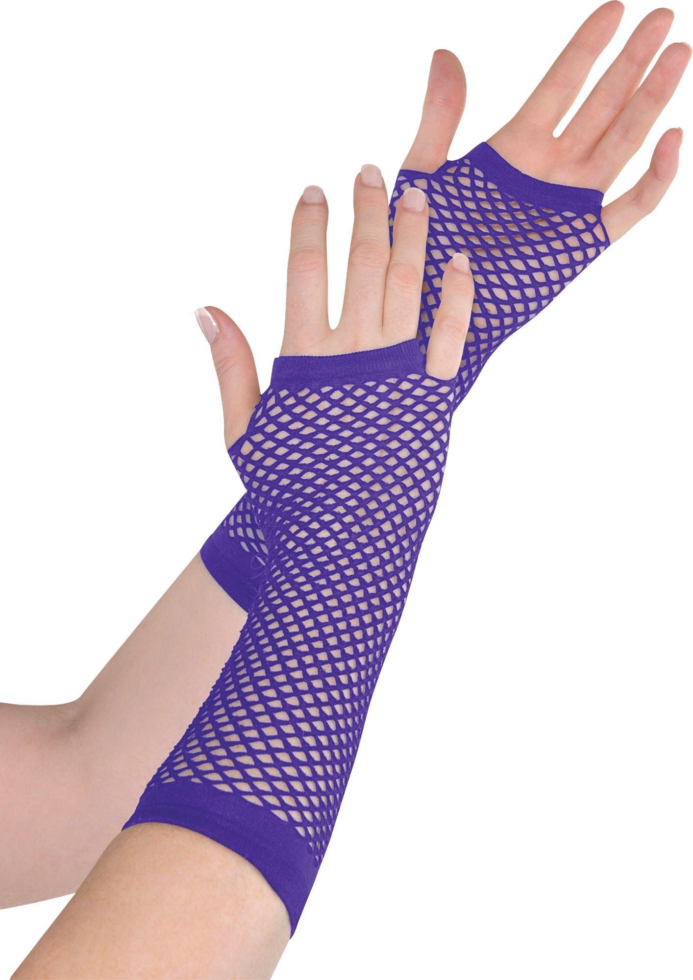 Long Purple Gloves Deluxe 9in Party City