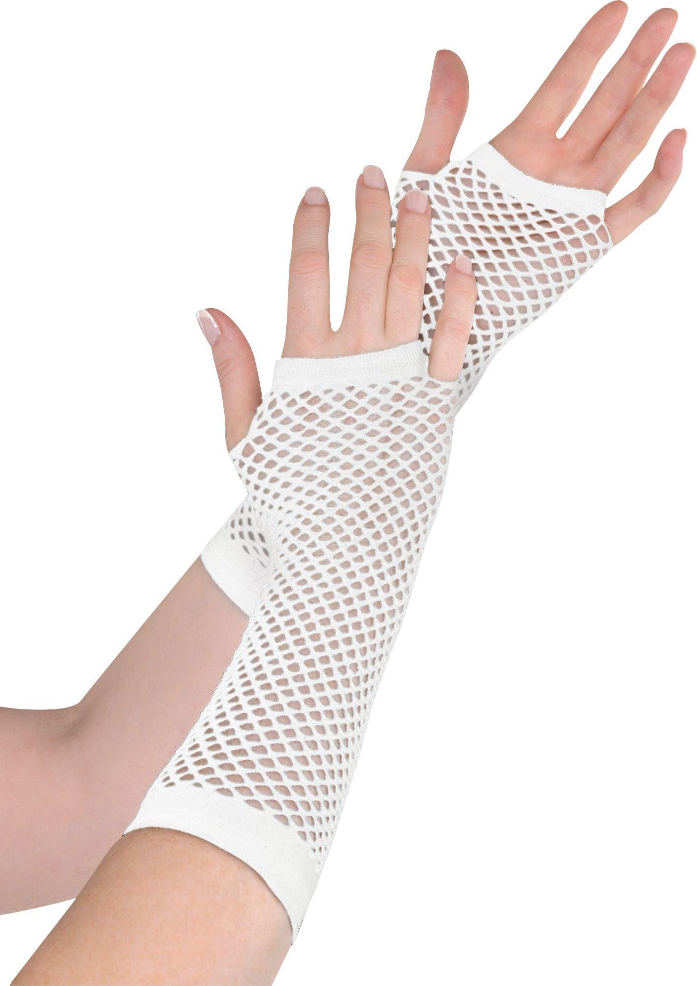 fishnet gloves white