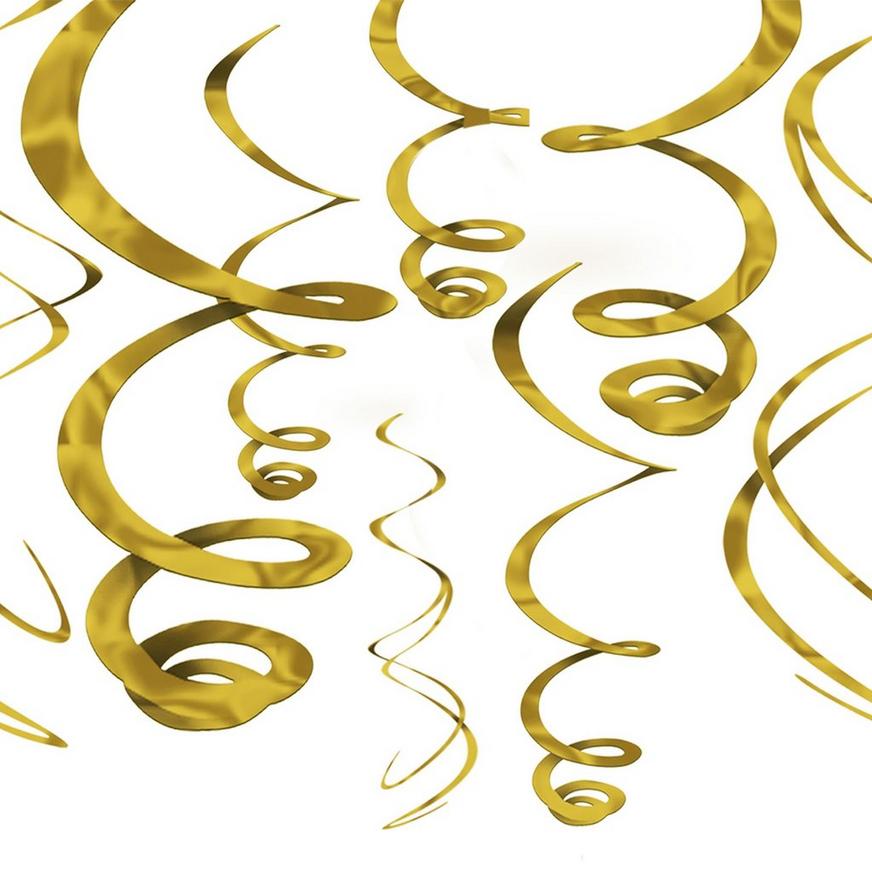 Gold Plastic Swirl Decorations