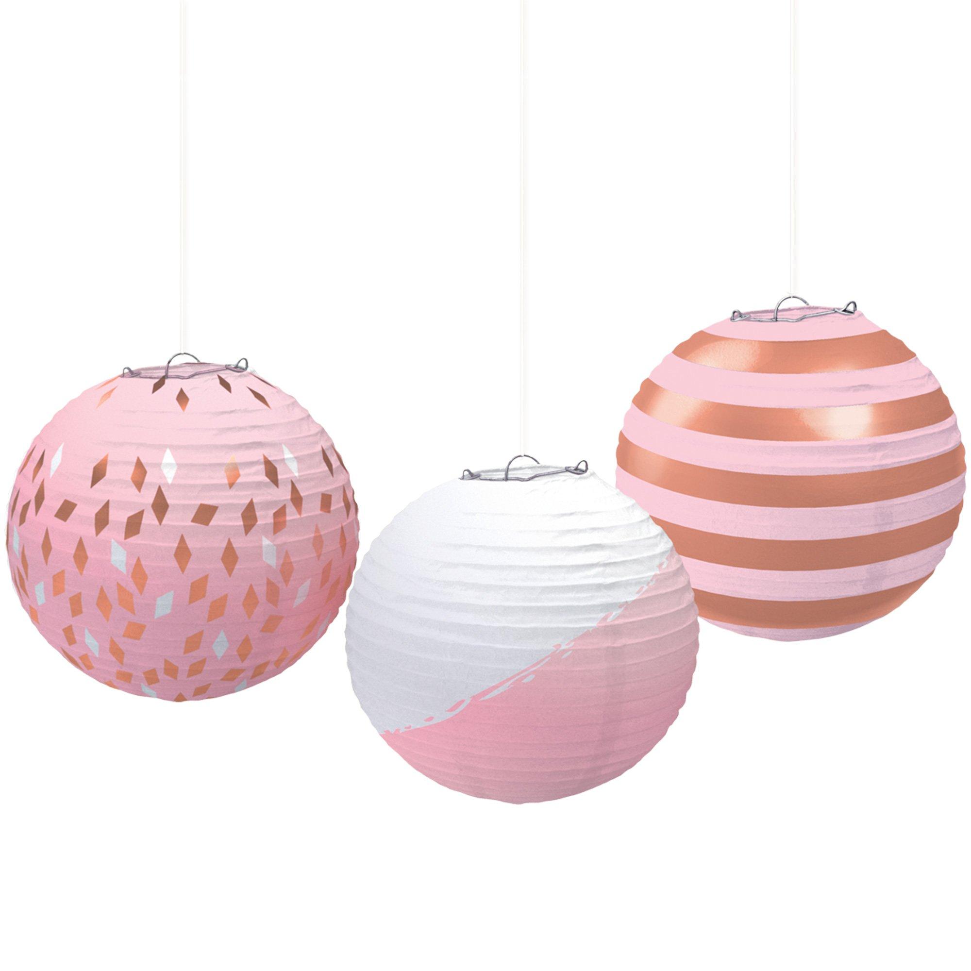 Blush Pink Paper Lanterns, 3ct