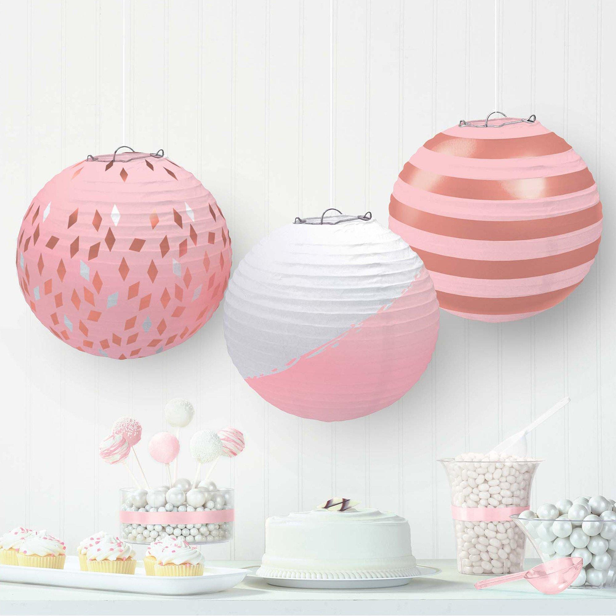 Blush Pink Paper Lanterns, 3ct