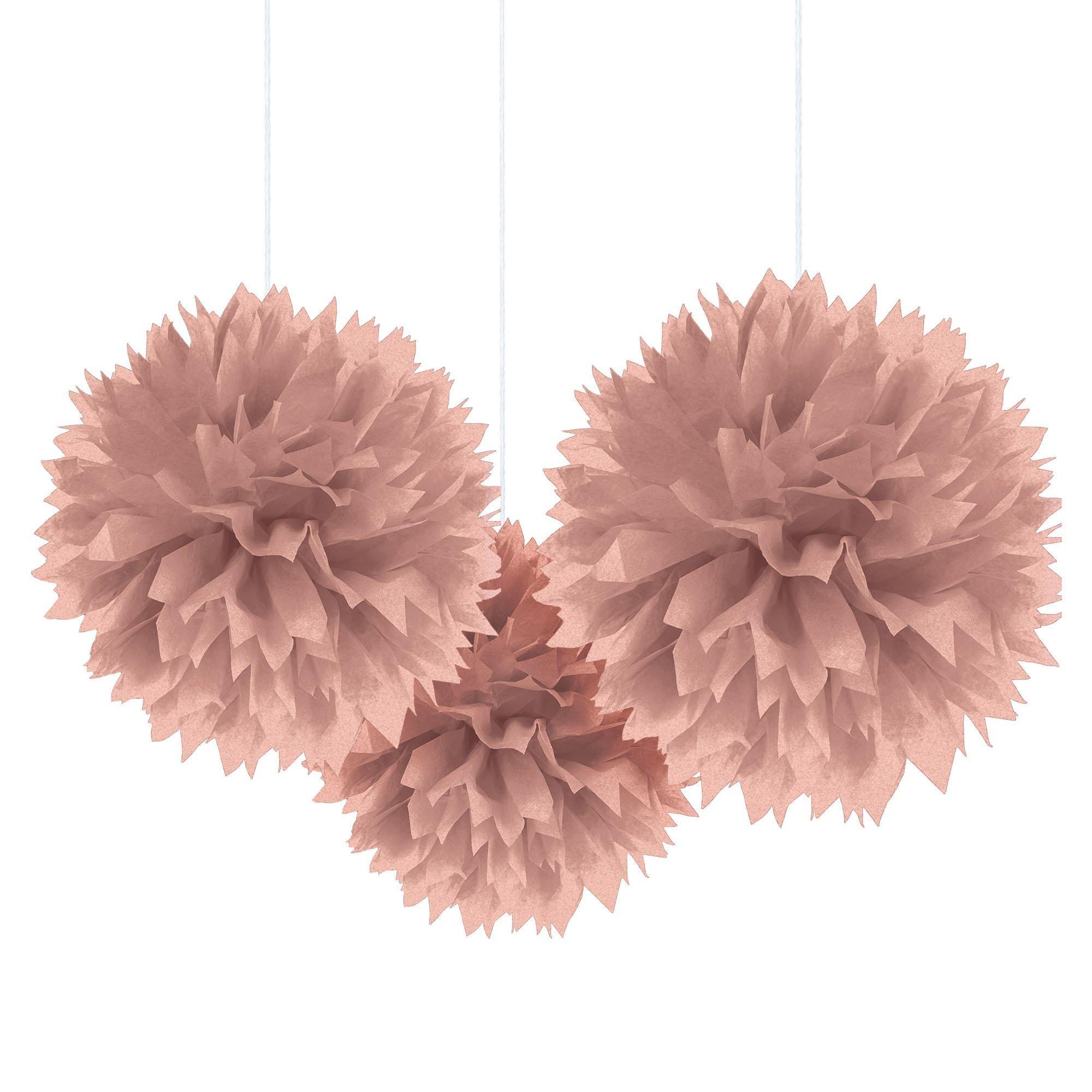 Rose Gold Tissue Pom Poms, 16in, 3ct Party City