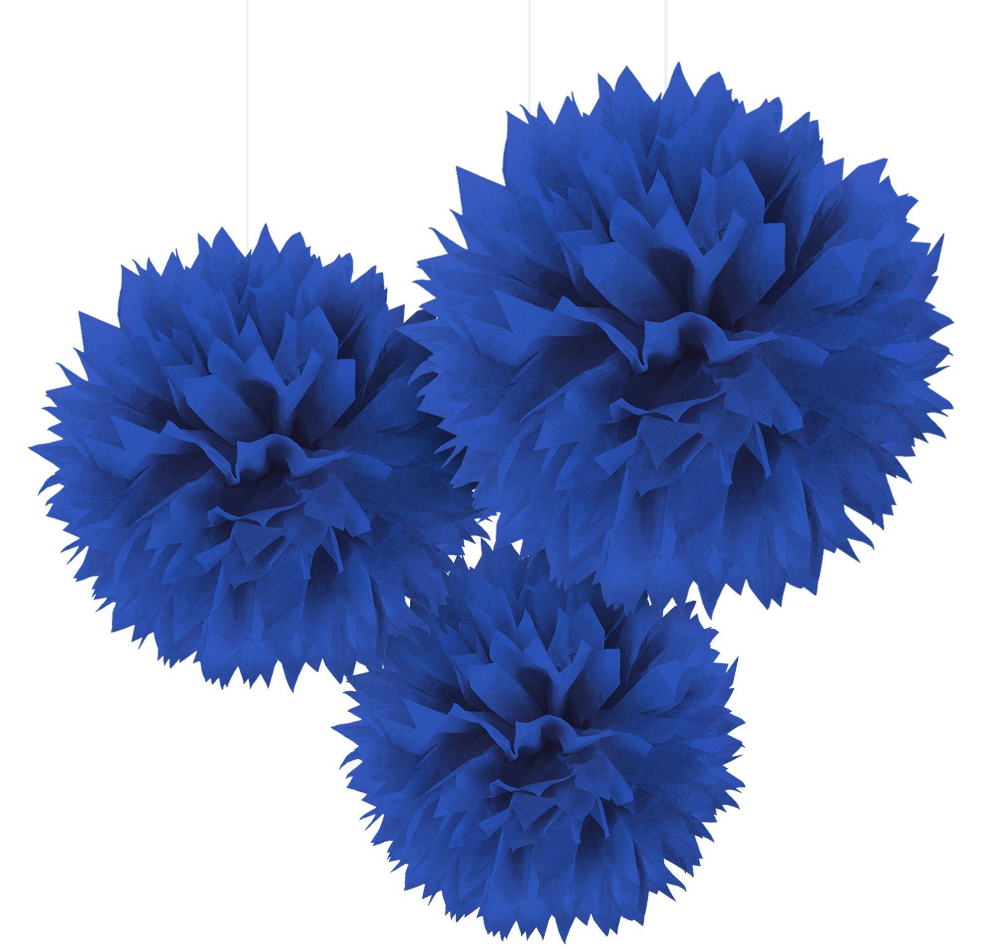 Royal Blue Tissue Pom Poms 3ct Party City
