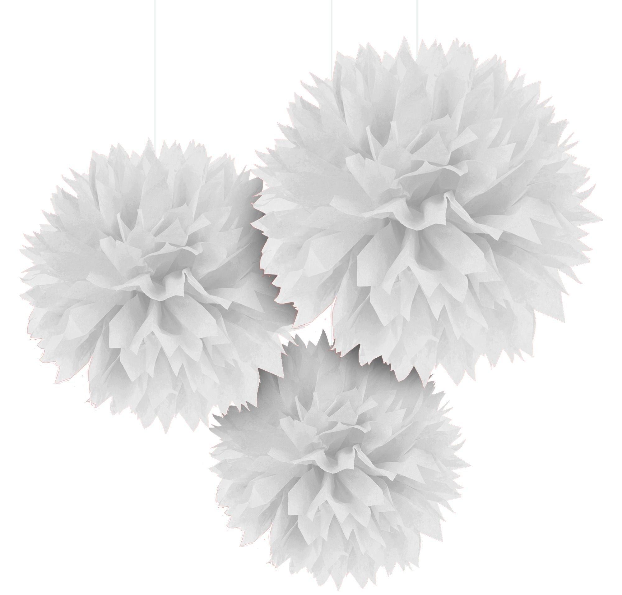 White Tissue Pom Poms 3ct Party City