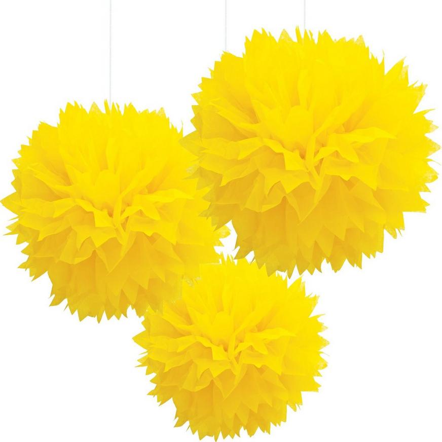 Sunshine Yellow Tissue Pom Poms 3ct