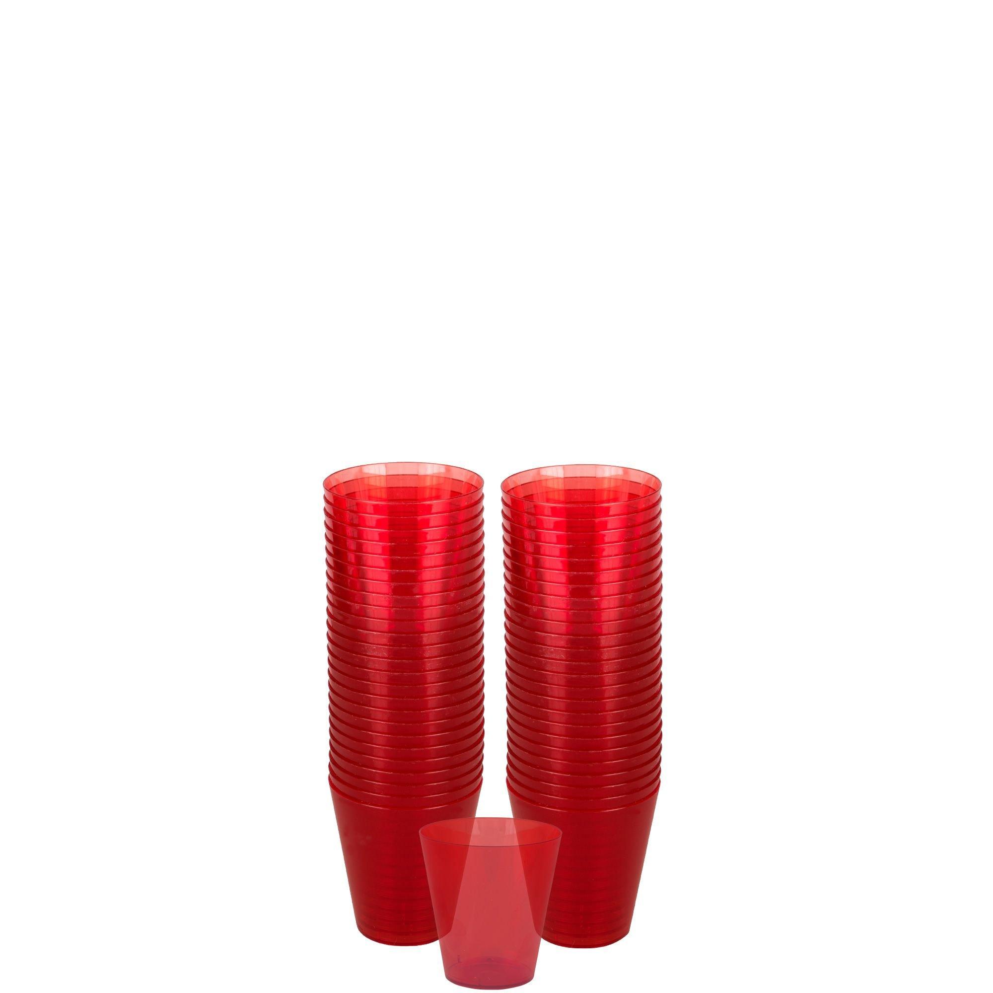 Red Plastic Shot Glasses 2oz