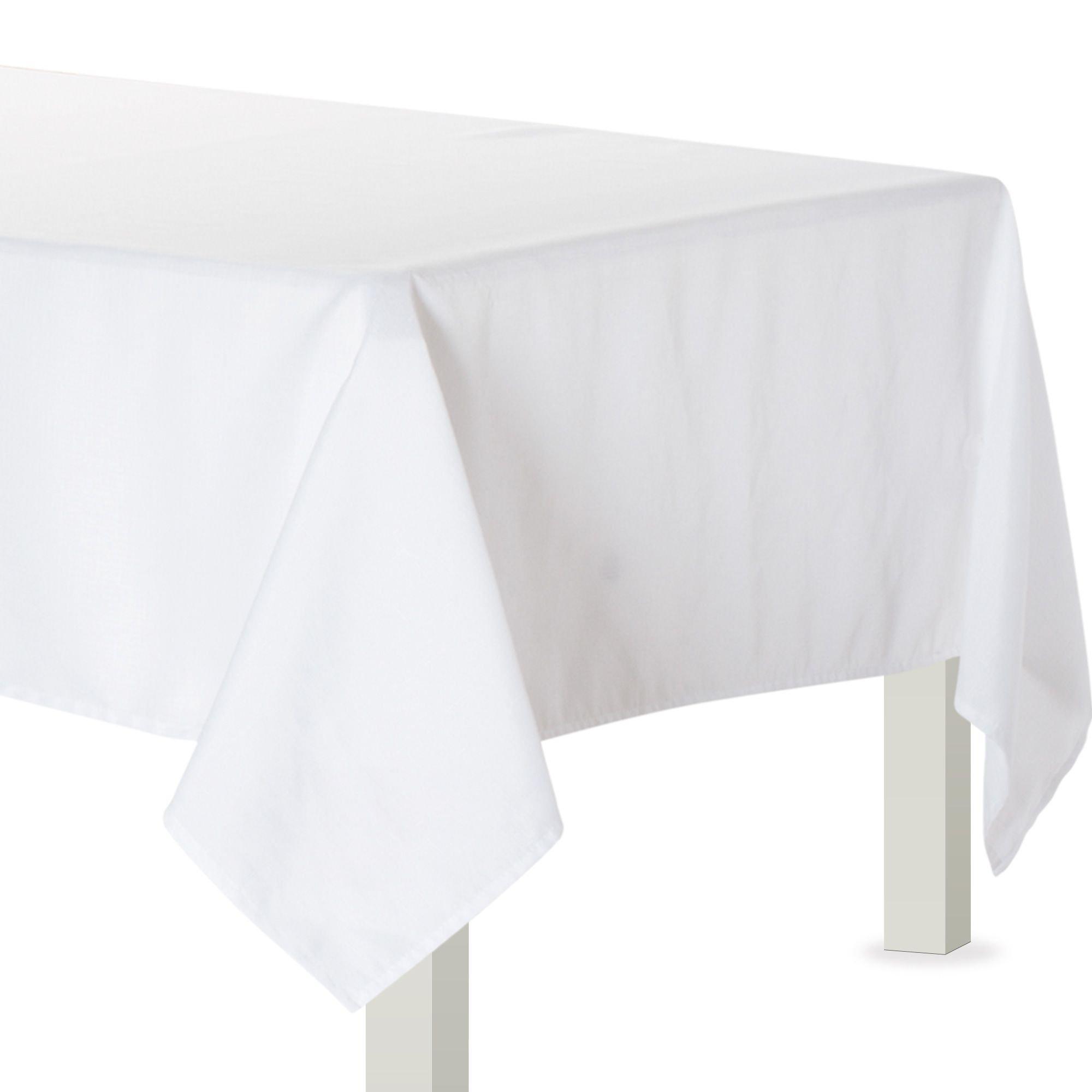 White Fabric Tablecloth 60in X 84in Party City   C440742 White