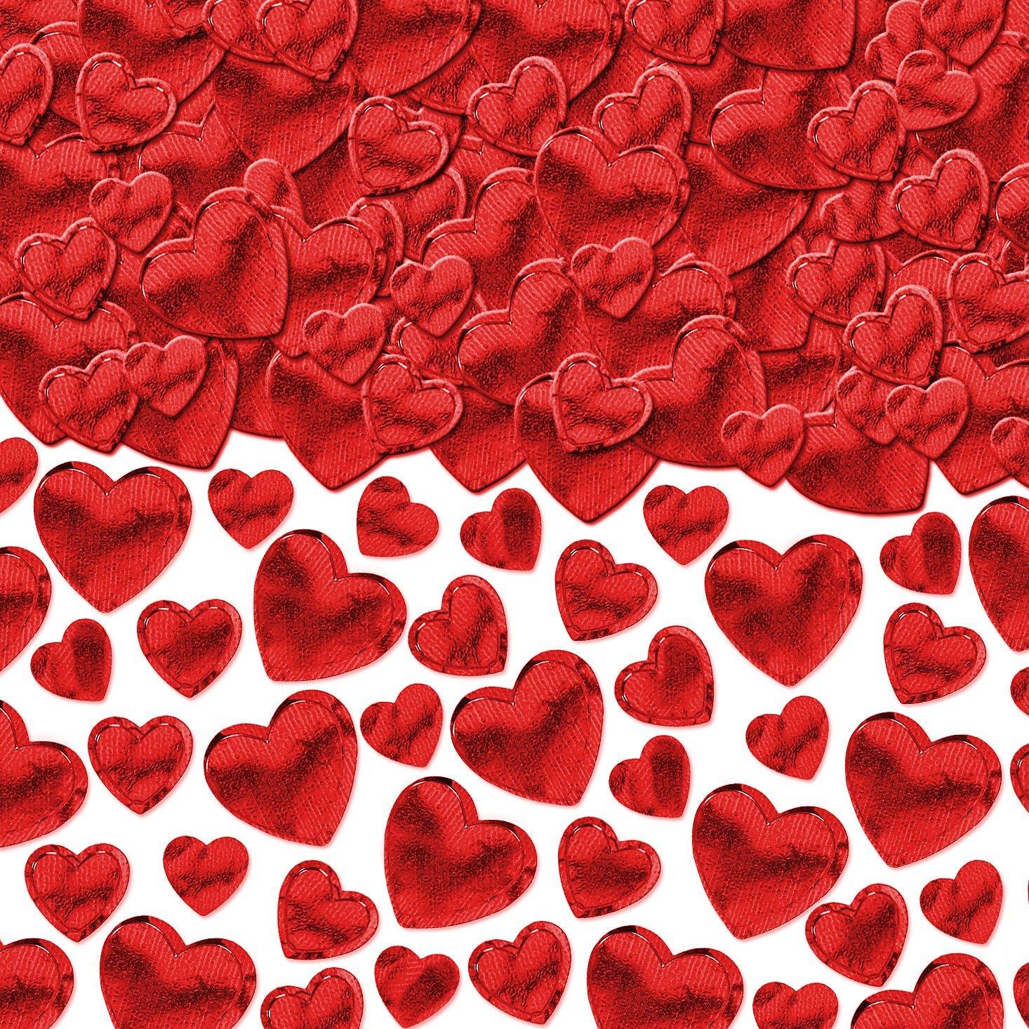 Red Confetti Hearts by the Pound in Bright Tissue and Metallics