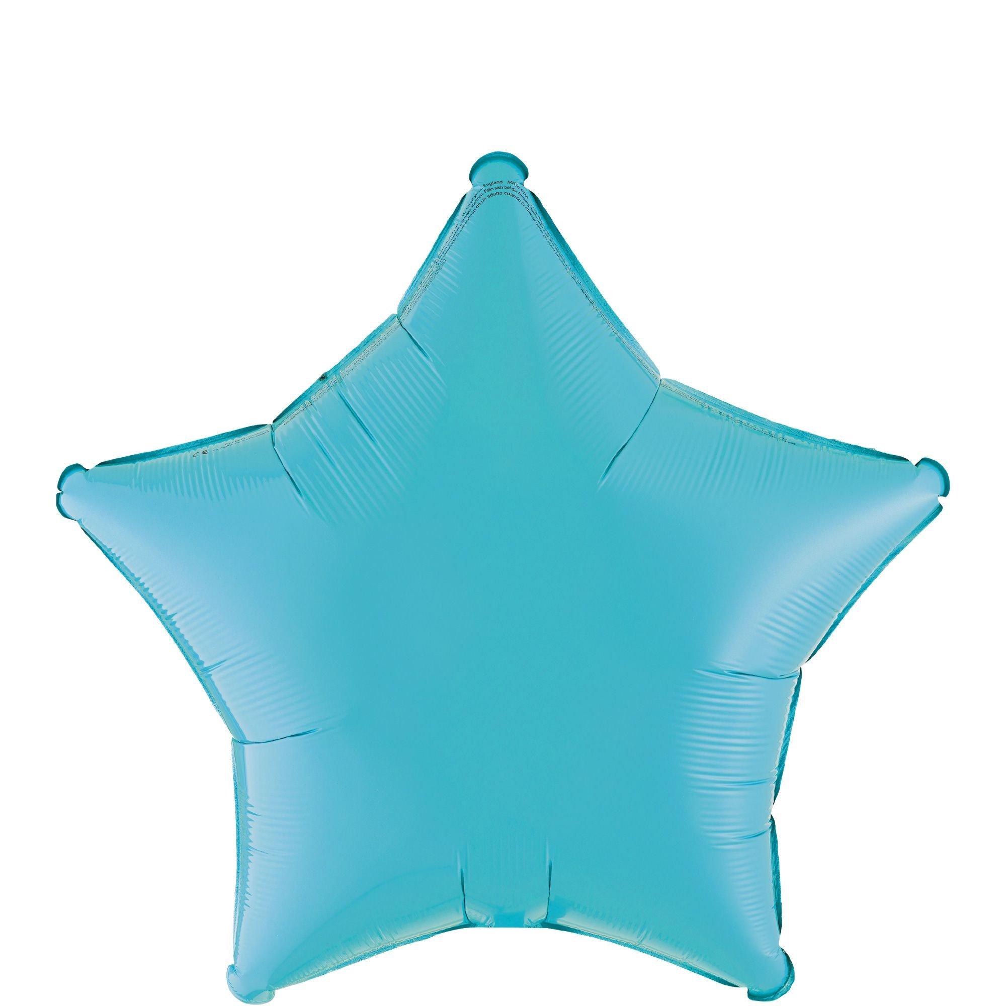 Caribbean Blue Star Foil Balloon, 19in