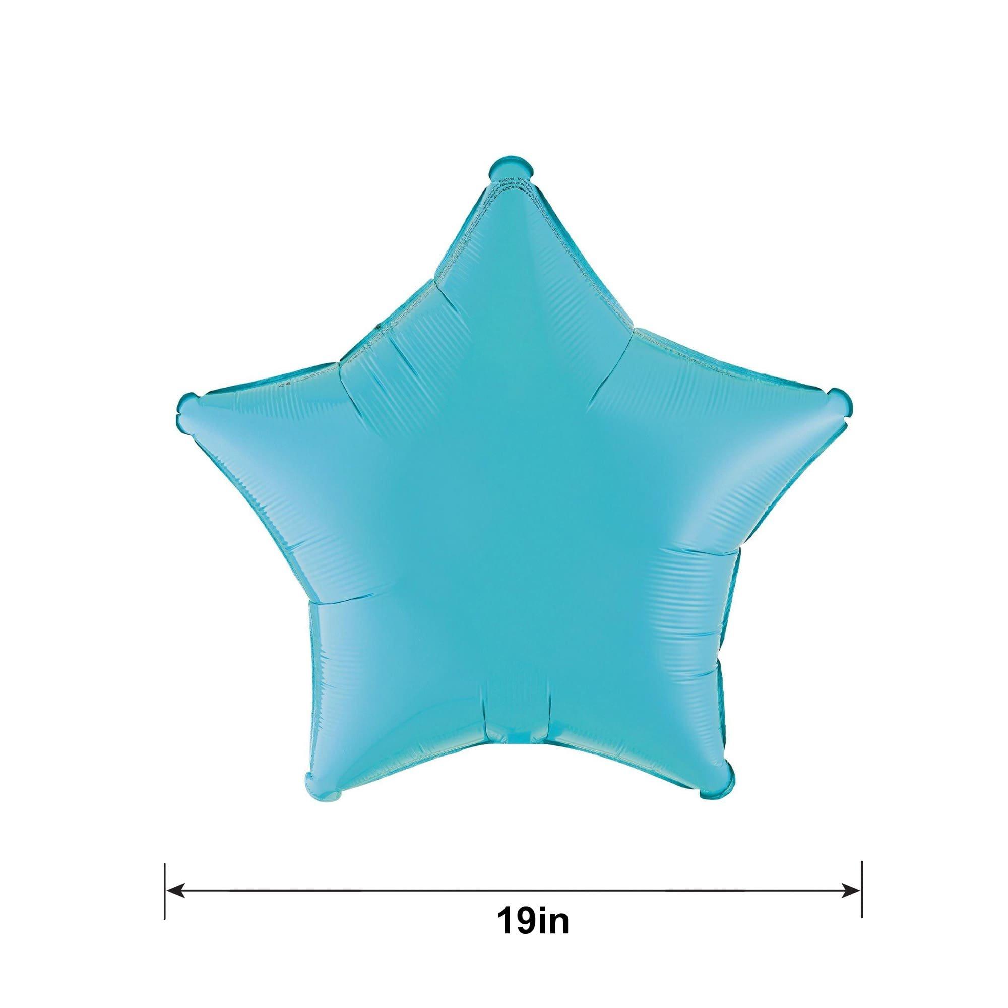 Caribbean Blue Star Foil Balloon, 19in