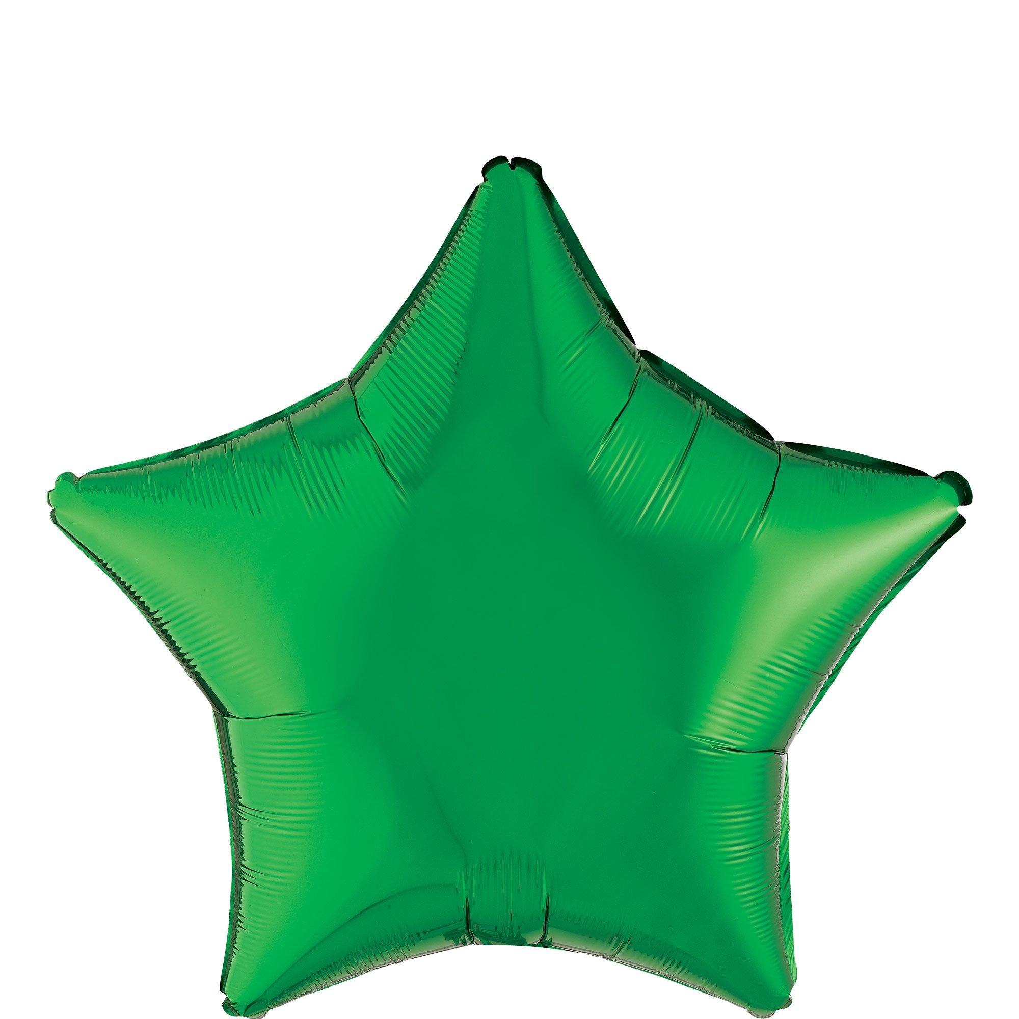 Festive Green Star Foil Balloon, 19in