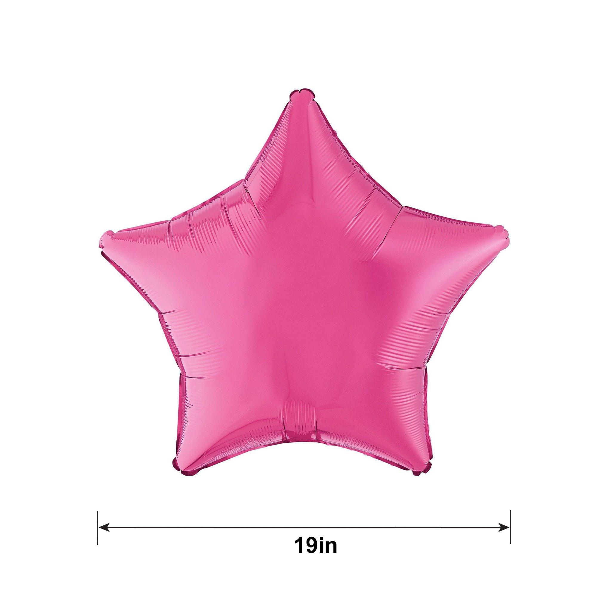 Bright Pink Star Foil Balloon, 19in