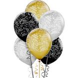 20ct, 12in, Confetti Birthday Balloons - Black, Gold & Silver
