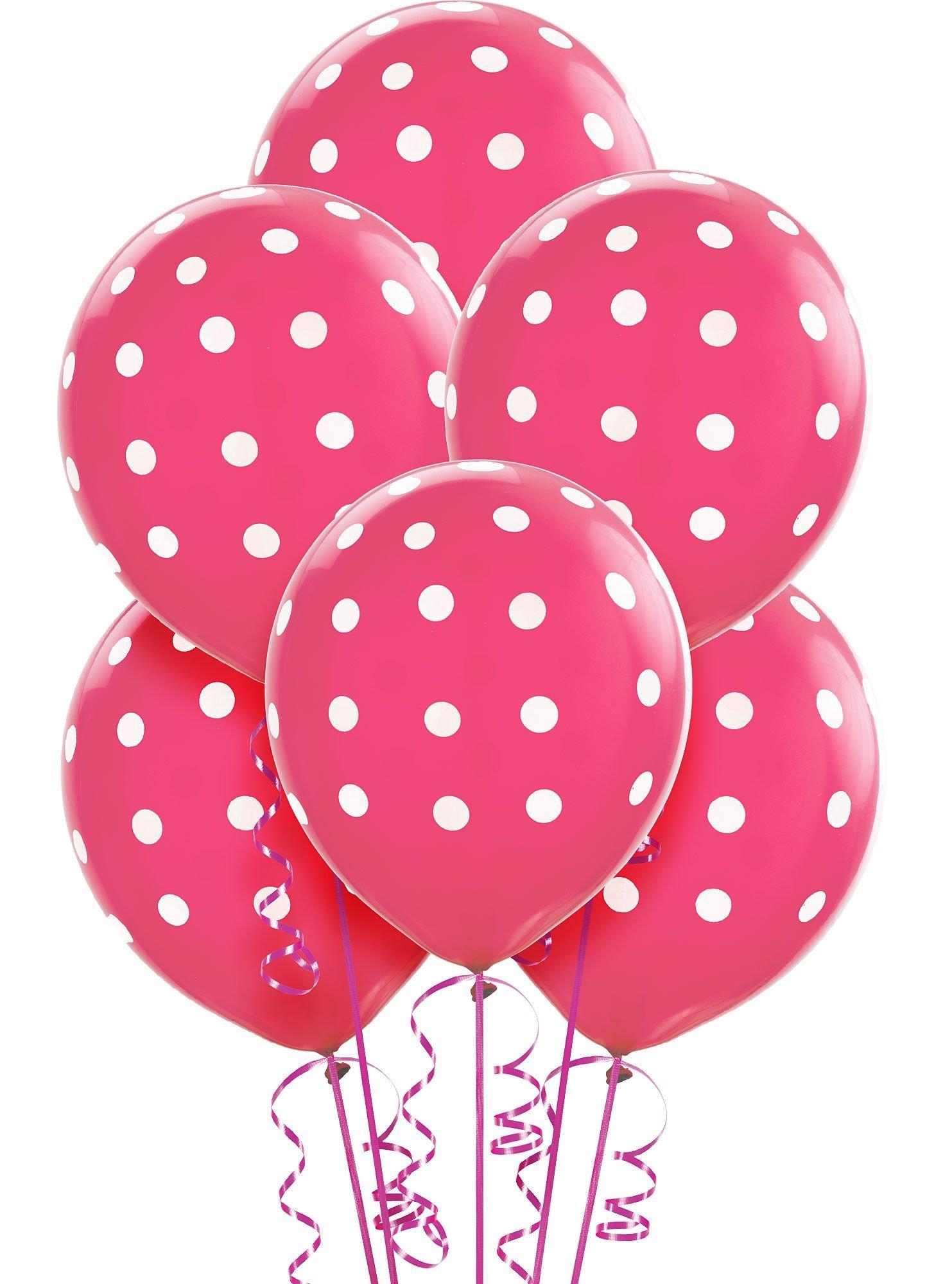 12 Light Pink Dot Polka Dot Balloons - Made in USA