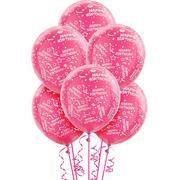 6ct, 12in, Pink Birthday Balloons - Confetti
