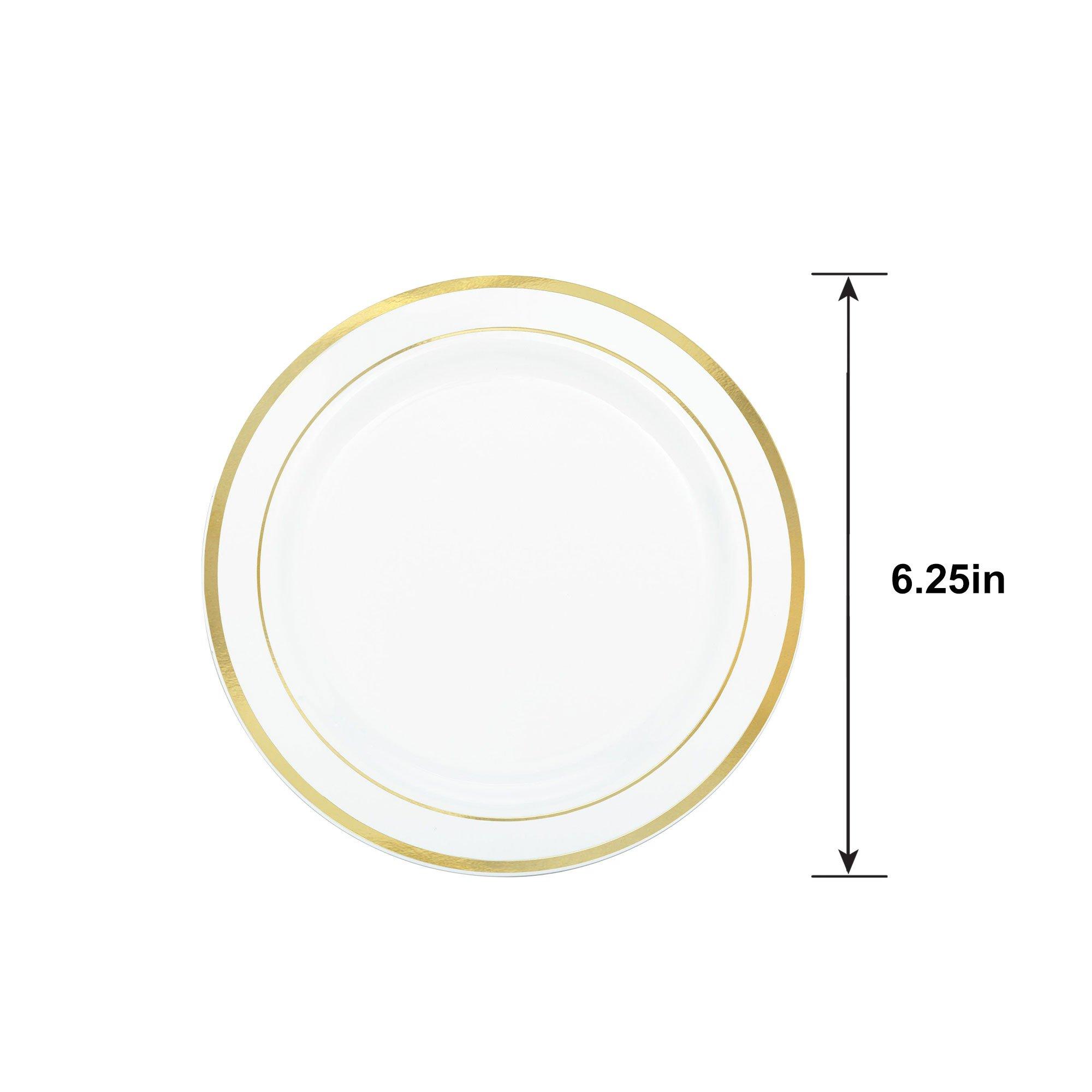 White Gold-Trimmed Premium Plastic Appetizer Plates 20ct