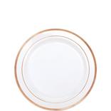 White With Rose Gold Rim Premium Plastic Appetizer Plates, 6.25in, 20ct