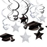 White Graduation Swirl Decorations 30ct
