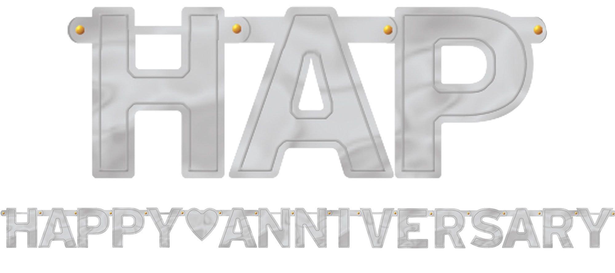 Silver Happy Anniversary Letter Banner